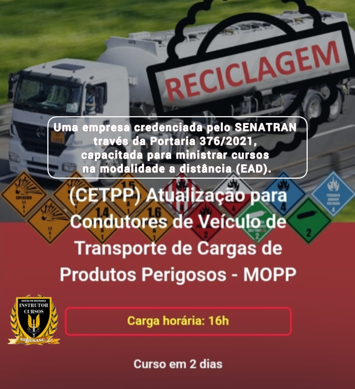 Atualização para Condutores de Veículos de Transporte de Cargas de Produtos Perigosos